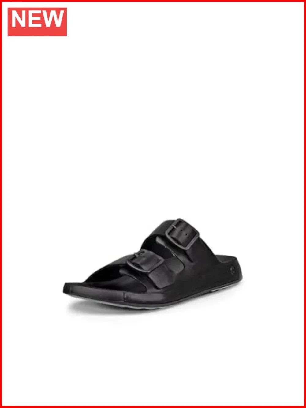 Premium Leather Double Strap Slide Sandals with Buckle